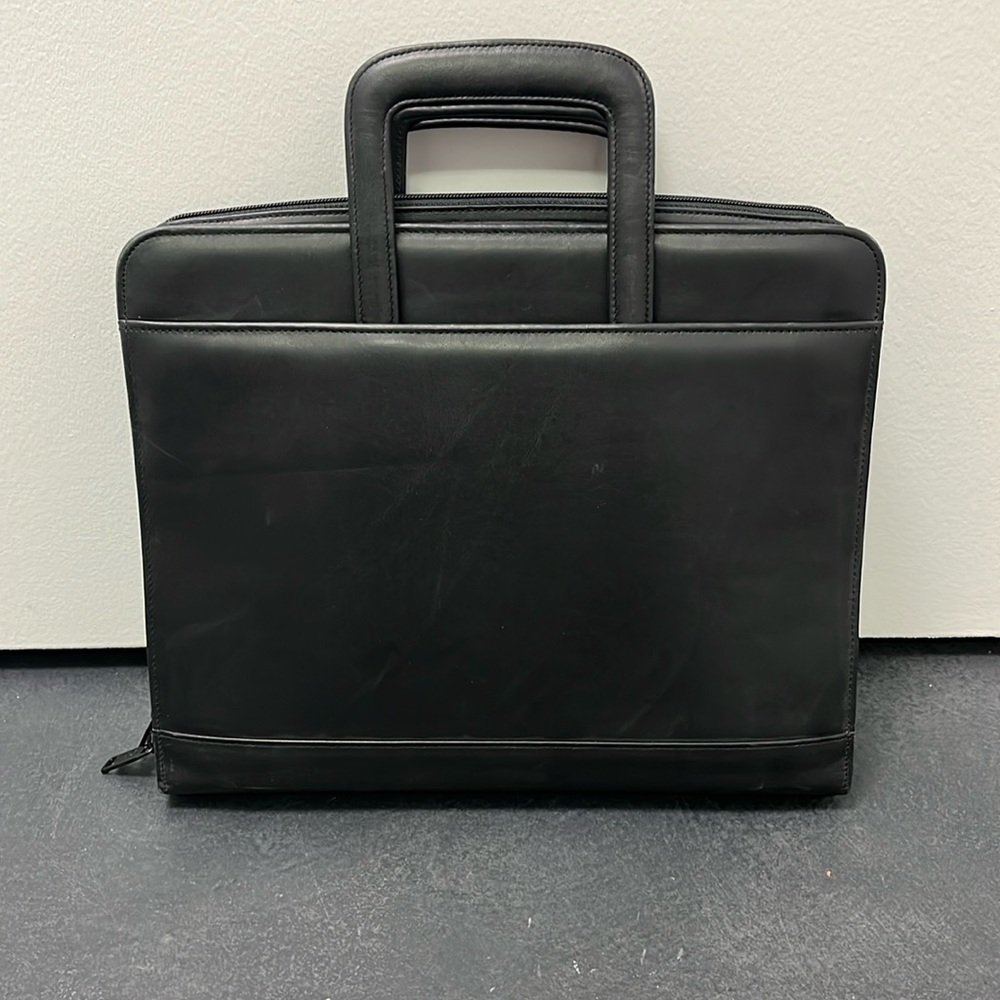 Tandi Black Professional Leather Portfolio Briefcase